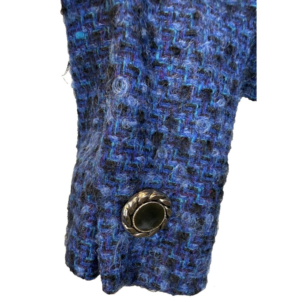 Vintage Pendleton Wool Jacket Blue Black Tweed Boucle Box Crop Large 12 14 - Picture 7 of 12